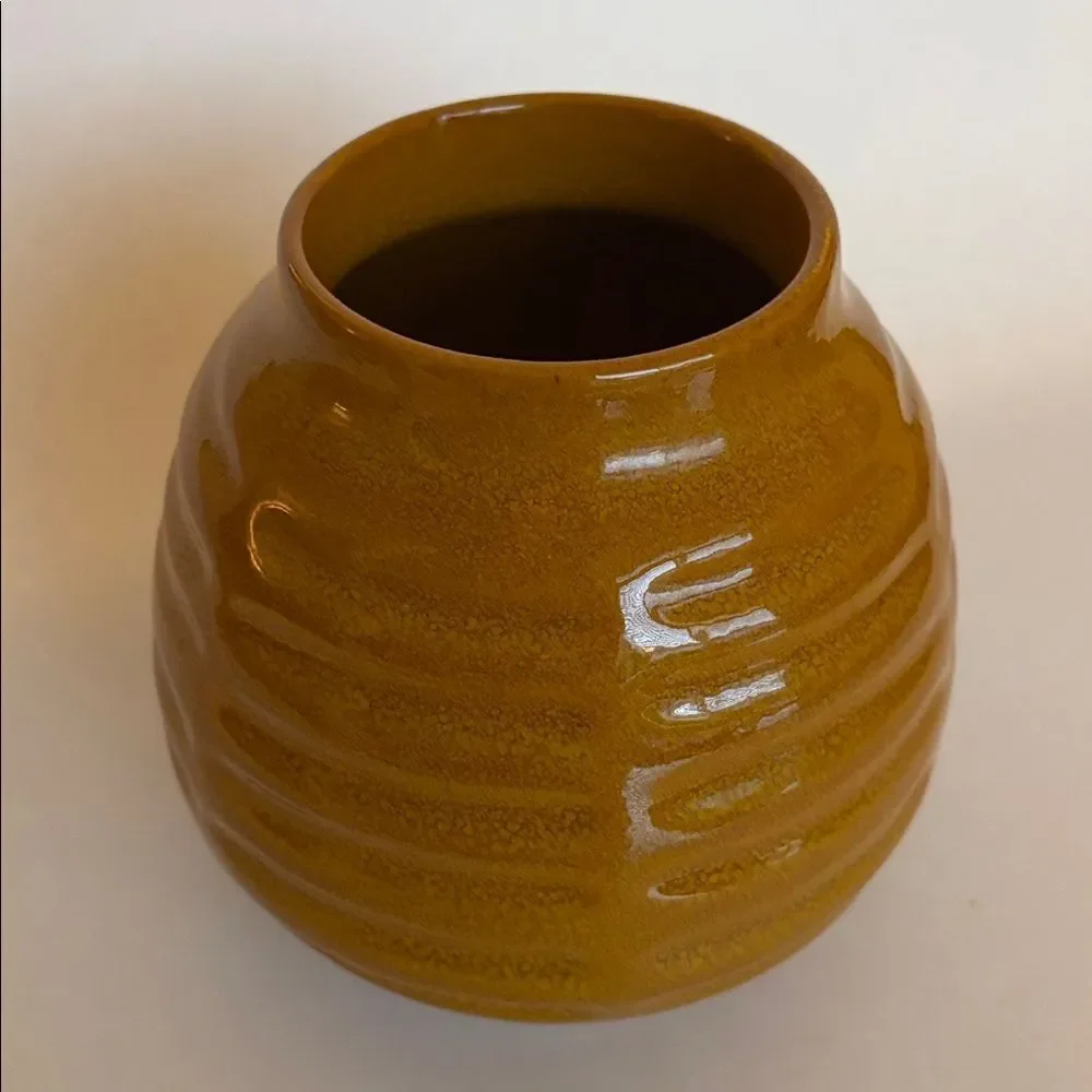 Crate and Barrel Mara Orange Vase Glazed Terra Cotta